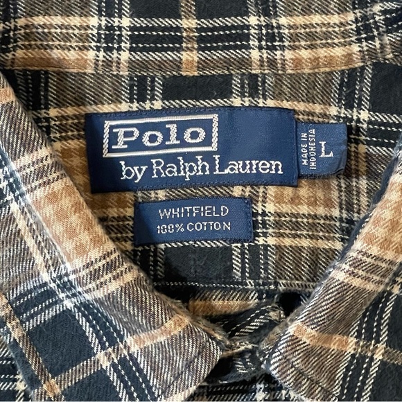 Polo Ralph Lauren Whitfield Flannel Shirt Long Sleeve Size Large 100% Cotton - Picture 6 of 8